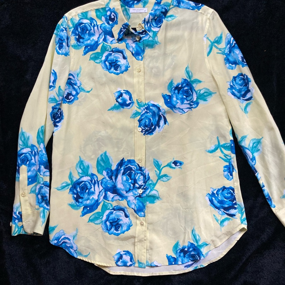 Equipment Yellow & Blue Floral Button Down Shirt (Sm/Med) - Picture 2 of 8